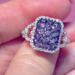 JTV Purple and Silver Sparkle Ring
